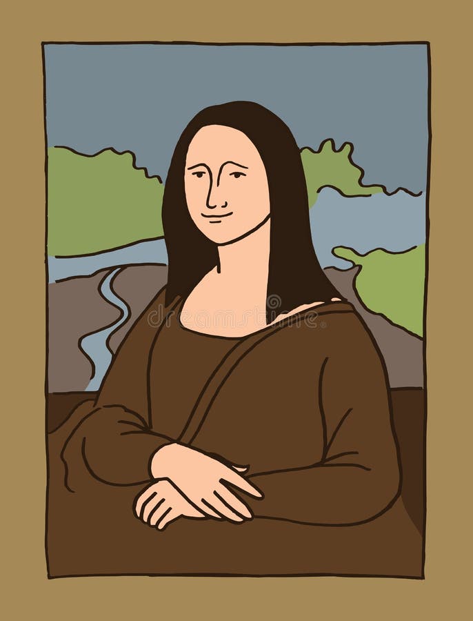 Mona Lisa illustration stock vector. Illustration of flat - 71073728