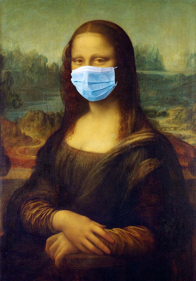 The Mona Lisa In Medical Mask. The Concept Of The Epidemic In The World