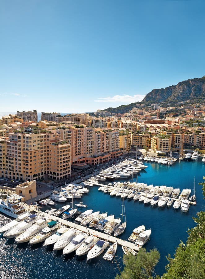 Panoramic View of Monte Carlo Harbor in Monaco. Stock Photo - Image of ...
