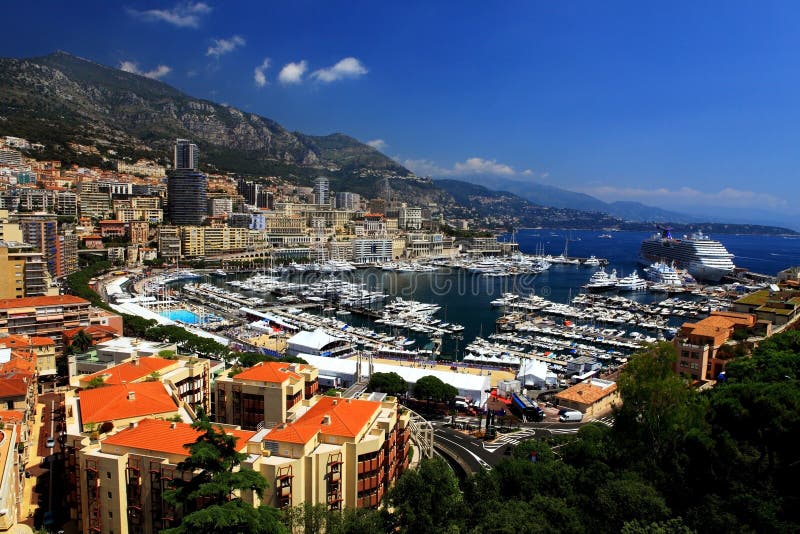 Monaco Montecarlo Principality Aerial View Cityscape. Azure Coast ...