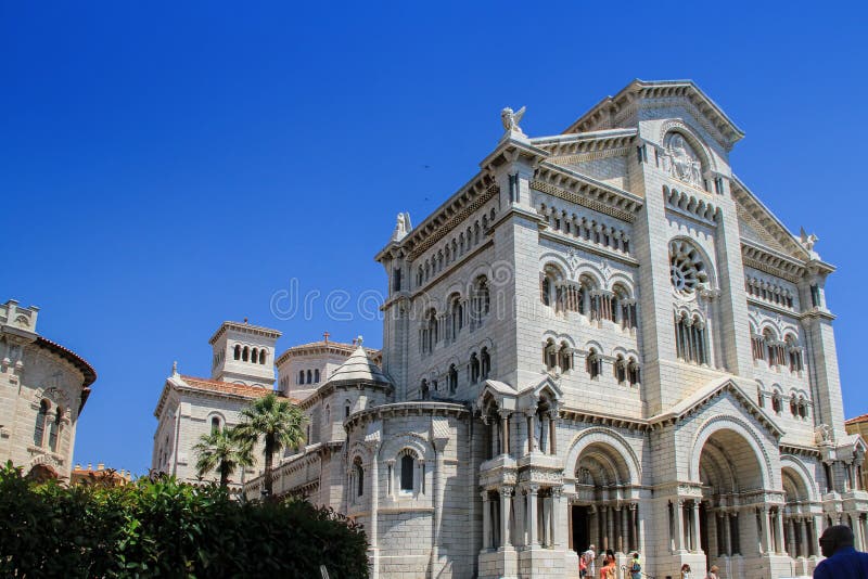 Monaco domkyrka, Monaco-Ville, Monaco fotografering för bildbyråer Monaco domkyrka, Monaco-Ville, Monaco fotografering för bildbyråer