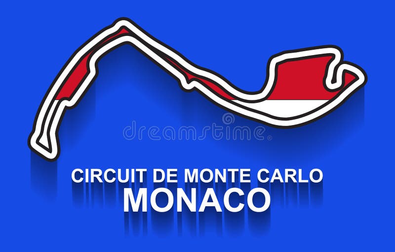 Monaco grand prix race track for Formula 1 or F1 with flag. Detailed racetrack or national circuit