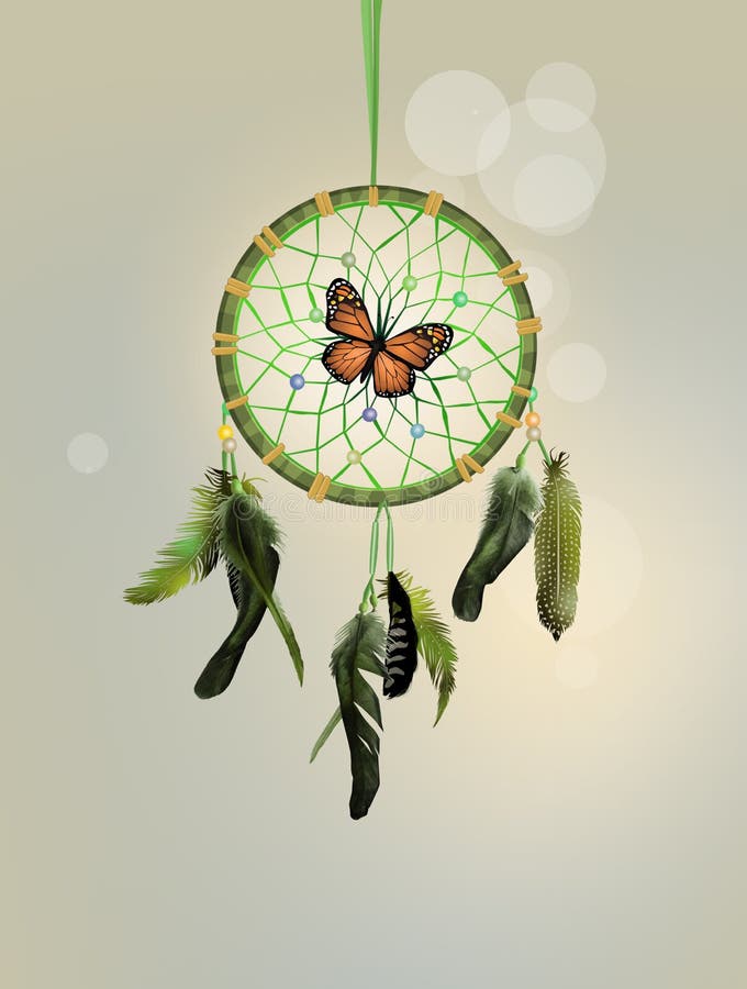 Monarch Butterfly on Dream Catcher Stock Illustration Illustration of monarch, butterfly