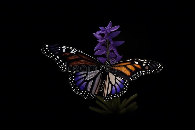 Monarch Butterfly on Flower. Neural Network AI Generated Stock