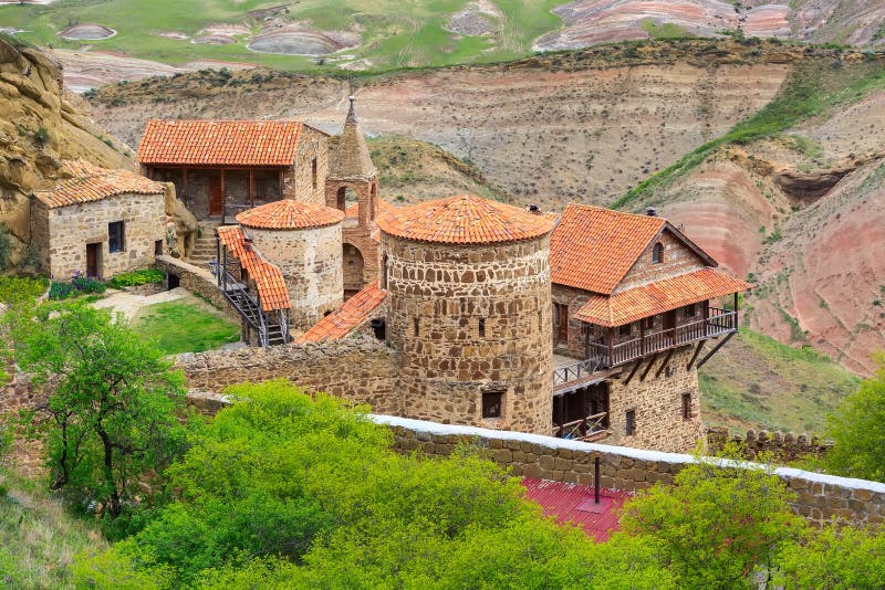 David Gareja or davit gareji cave monastery complex in Georgia, Kakheti region, aerial view. David Gareja or davit gareji cave monastery complex in Georgia, Kakheti region, aerial view