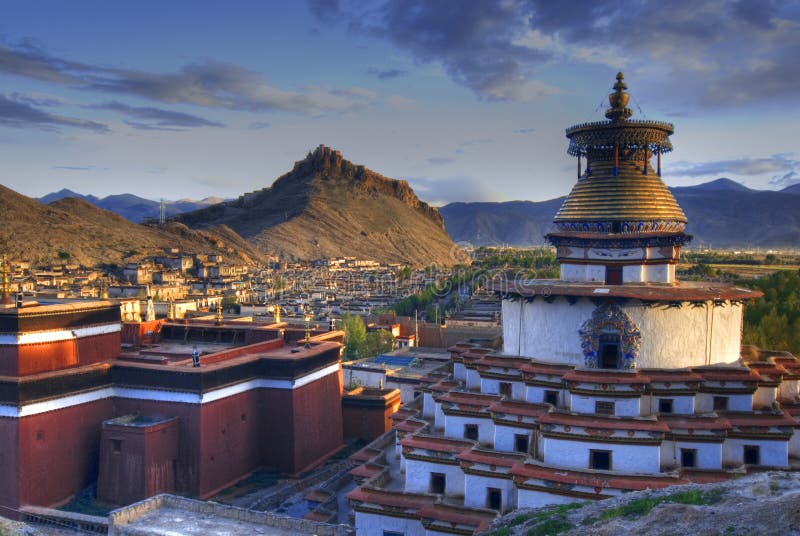 Monastery in Tibetan landscape