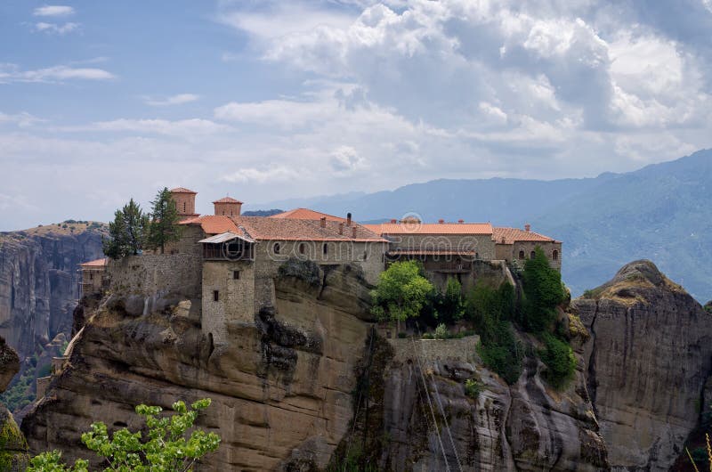 Monastery on Top of a Cliff in Meteora, Greece Stock Image Image of
