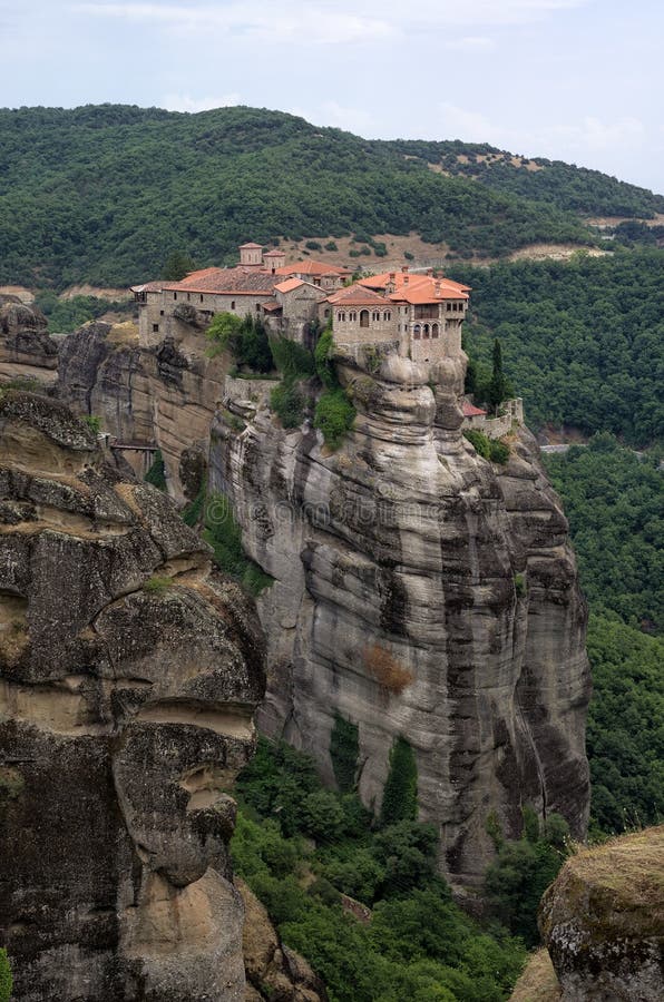 Monastery on Top of a Cliff in Meteora, Greece Stock Image Image of
