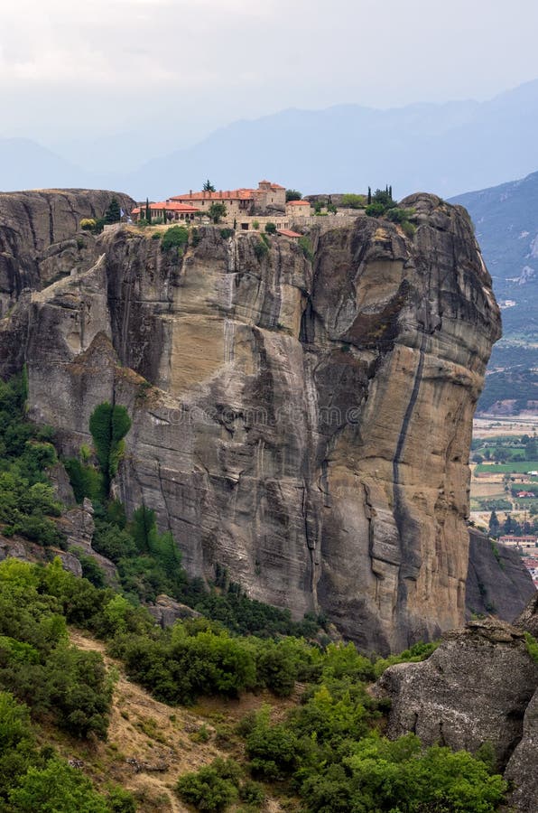 Monastery on Top of a Cliff in Meteora, Greece Stock Image Image of