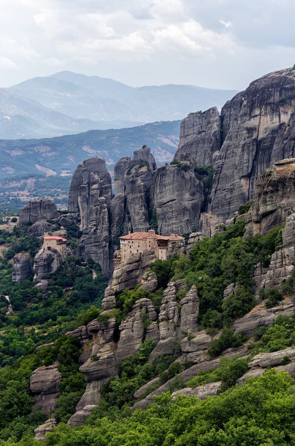 Monastery on Top of a Cliff in Meteora, Greece Stock Photo Image of