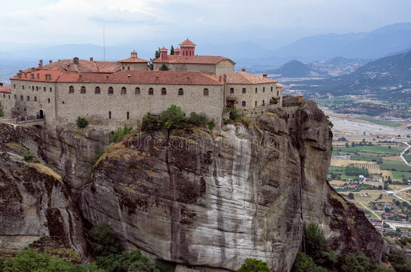 Monastery On Top Of A Cliff In Meteora, Greece Stock Image Image of