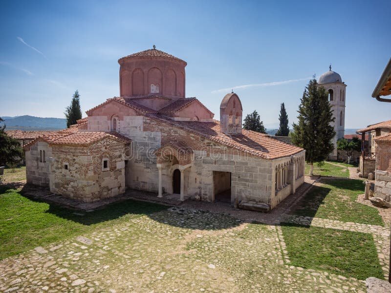 Monastry na cidade antiga de Apollonia em Albânia fotografia de stock
