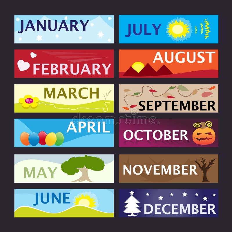 Monate des Jahrfahnensets