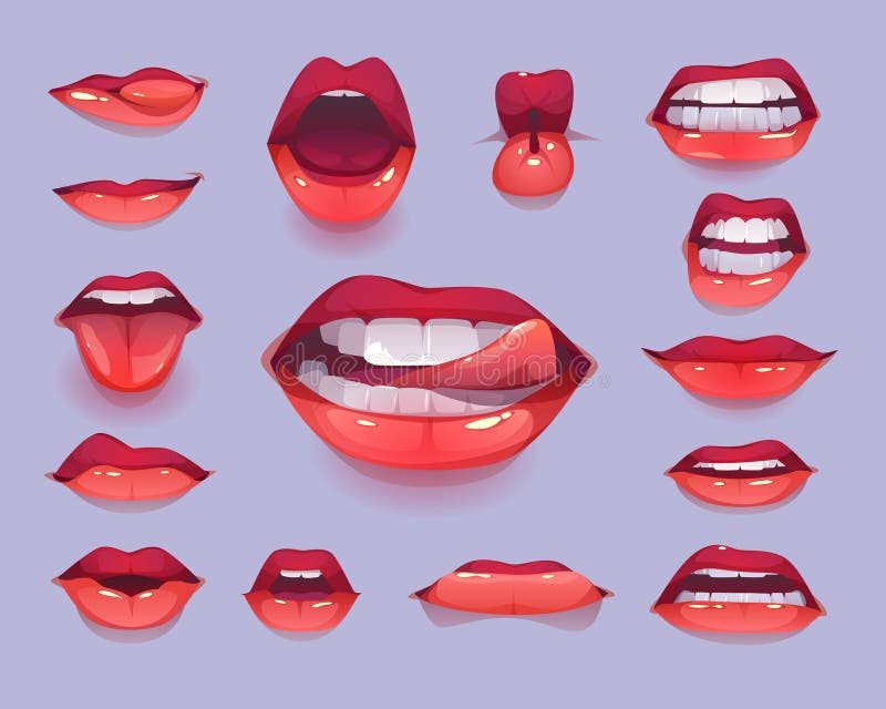 Mond-mondset Rode sexy lippen die emoties uitdrukken