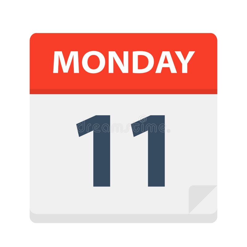 Monday 11 - Calendar Icon. Vector Illustration of Week Day Paper Leaf ...