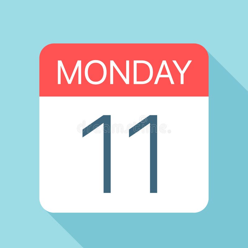 Monday 11 - Calendar Icon. Vector Illustration of Week Day Paper Leaf ...