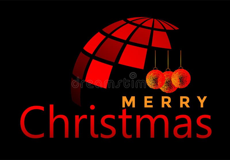 Monde de globe et de Joyeux Noël et salutation de la conception des textes dans l'icône colorée rouge sur le fond noir abstrait illustration de vecteur Monde de globe et de Joyeux Noël et salutation de la conception des textes dans l'icône colorée rouge sur le fond noir abstrait illustration de vecteur