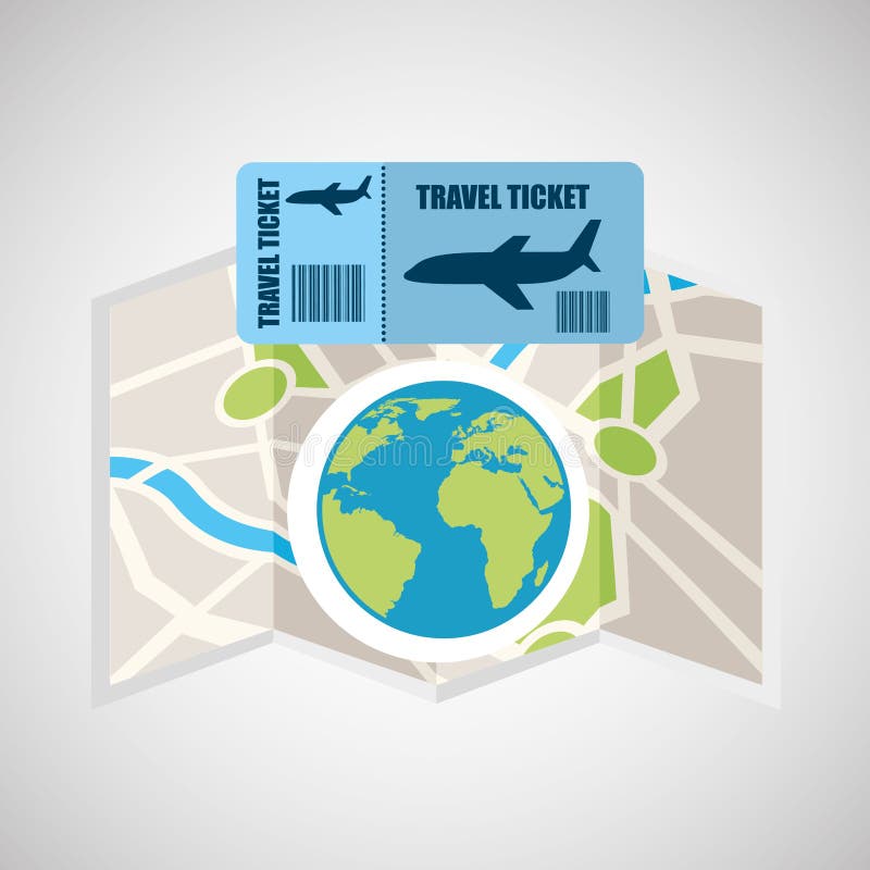 Monde de voyage de carte de billet d'avion global illustration de vecteur Monde de voyage de carte de billet d'avion global illustration de vecteur