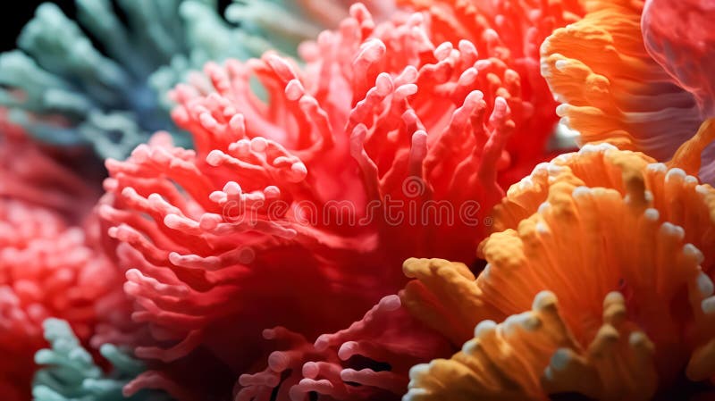 Dive into the mesmerizing underwater world with an image of colored corals flourishing on the seabed. A vibrant and captivating scene for marine themed designs and projects. AI generated. Dive into the mesmerizing underwater world with an image of colored corals flourishing on the seabed. A vibrant and captivating scene for marine themed designs and projects. AI generated