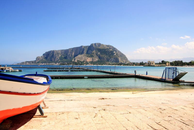 Mondello sea & mount landscape, Italy