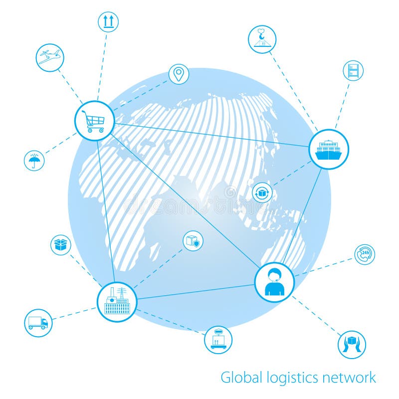 Mondiaal logistieknet Het vennootschapverbinding van de kaart globale logistiek Globaal de interface globaal pari van de zakenrel vector illustratie Mondiaal logistieknet Het vennootschapverbinding van de kaart globale logistiek Globaal de interface globaal pari van de zakenrel vector illustratie