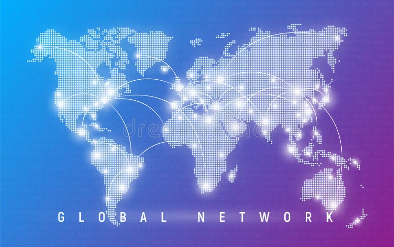 Mondiaal net, mededeling en verbindingen wereldwijd, interna vector illustratie Mondiaal net, mededeling en verbindingen wereldwijd, interna vector illustratie