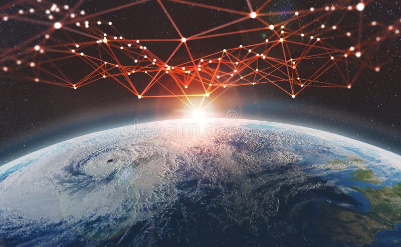 Mondiaal net over de aarde Groot gegevensconcept Blockchain royalty-vrije illustratie Mondiaal net over de aarde Groot gegevensconcept Blockchain royalty-vrije illustratie