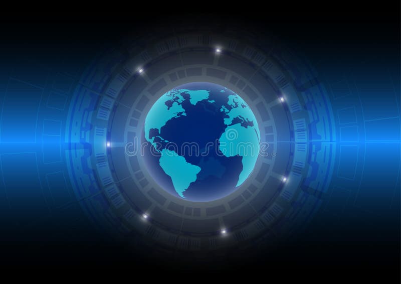 Mondo astratto del fondo di tecnologia nell'era digitale; concetto futuro di tecnologia illustrazione di stock Mondo astratto del fondo di tecnologia nell'era digitale; concetto futuro di tecnologia illustrazione di stock