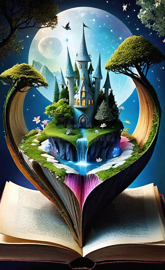 Mondo delle fate creato da un libro generato da un ai illustrazione di stock