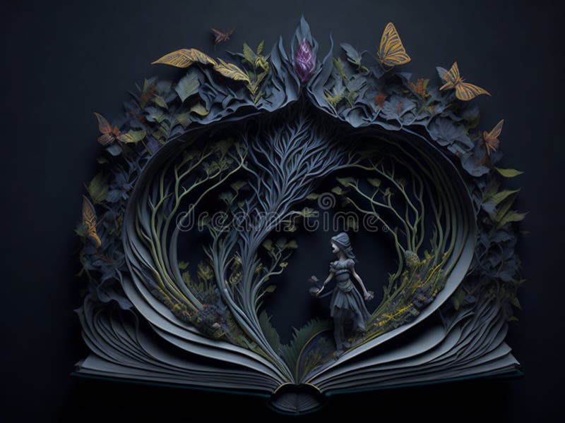 Mondo delle fate creato da un libro generato da un ai illustrazione di stock