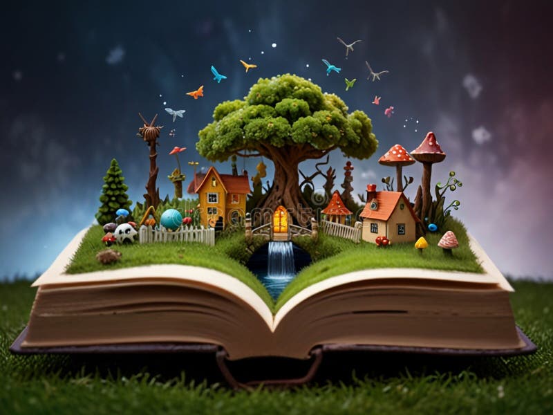 Mondo delle fate creato da un libro generato da un ai illustrazione di stock