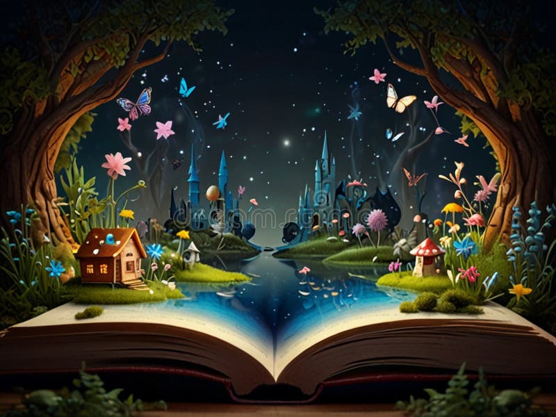 Mondo delle fate creato da un libro generato da un ai illustrazione di stock
