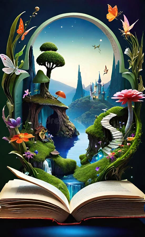 Mondo delle fate creato da un libro generato da un ai illustrazione di stock