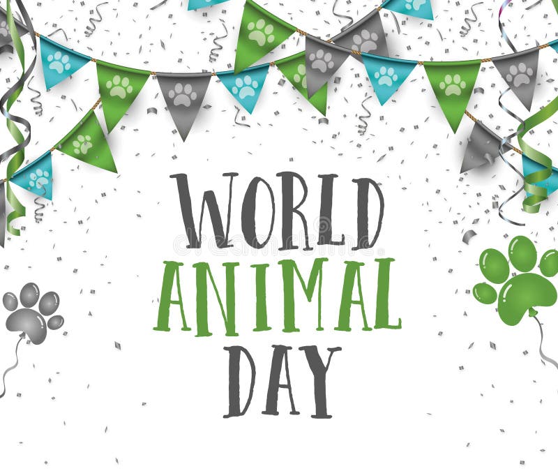 Mondo giorno bandiere animali del partito della stamina del 4 ottobre con l'animale p del cane illustrazione vettoriale Mondo giorno bandiere animali del partito della stamina del 4 ottobre con l'animale p del cane illustrazione vettoriale