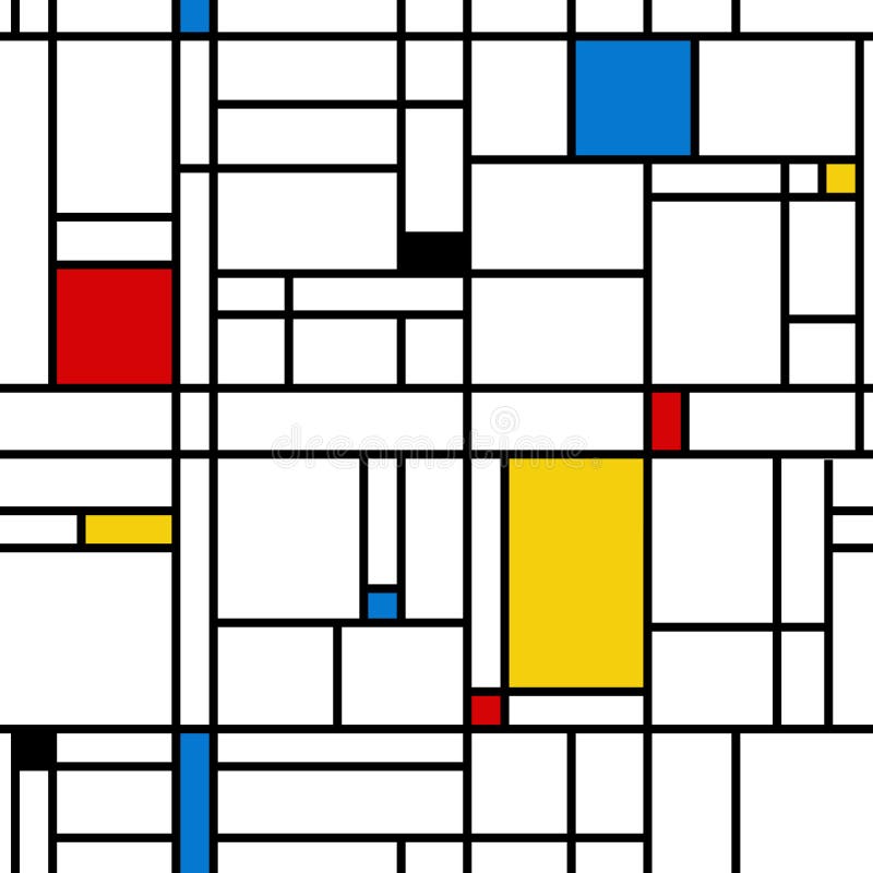 Mondrian Style Abstract Geometric Seamless Pattern. Stock Vector ...