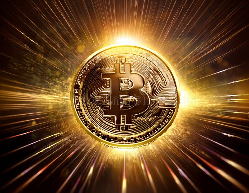 Moneda criptovalutară Bitcoin explodând în popularitate pe fond negru. Moneda bitcoin de aur care explodează în popularitate cu efect abstract de viteză redusă asupra fundalului negru. Imaginea este generată cu ajutorul unui AI
