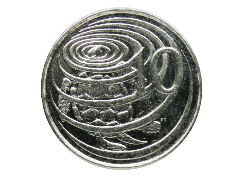 Moneda de la tortuga de Hawksbill de 10 centavos, banco de las Islas Caimán Obverse, 1999 imagen de archivo Moneda de la tortuga de Hawksbill de 10 centavos, banco de las Islas Caimán Obverse, 1999 imagen de archivo
