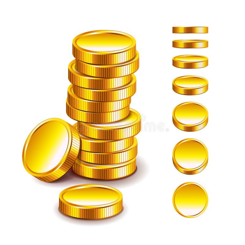 Golden coin on white photo-realistic vector illustration. Golden coin on white photo-realistic vector illustration