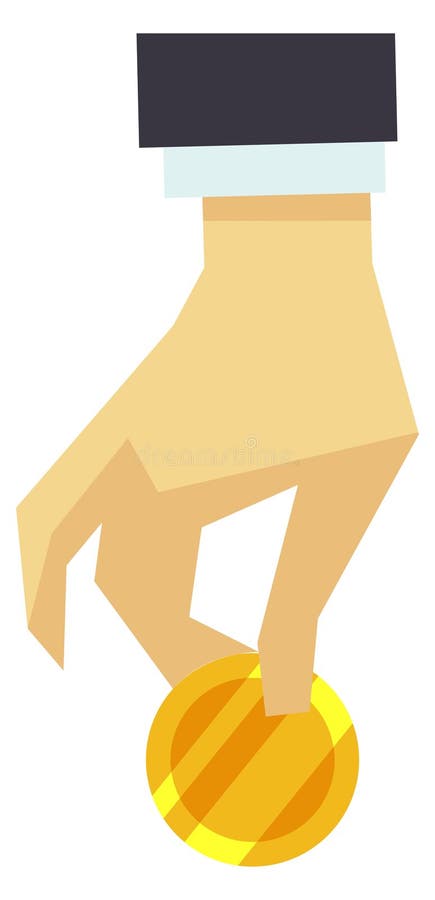 Moneda de oro en mano de hombre de negocios. icono de color de inversión stock de ilustración