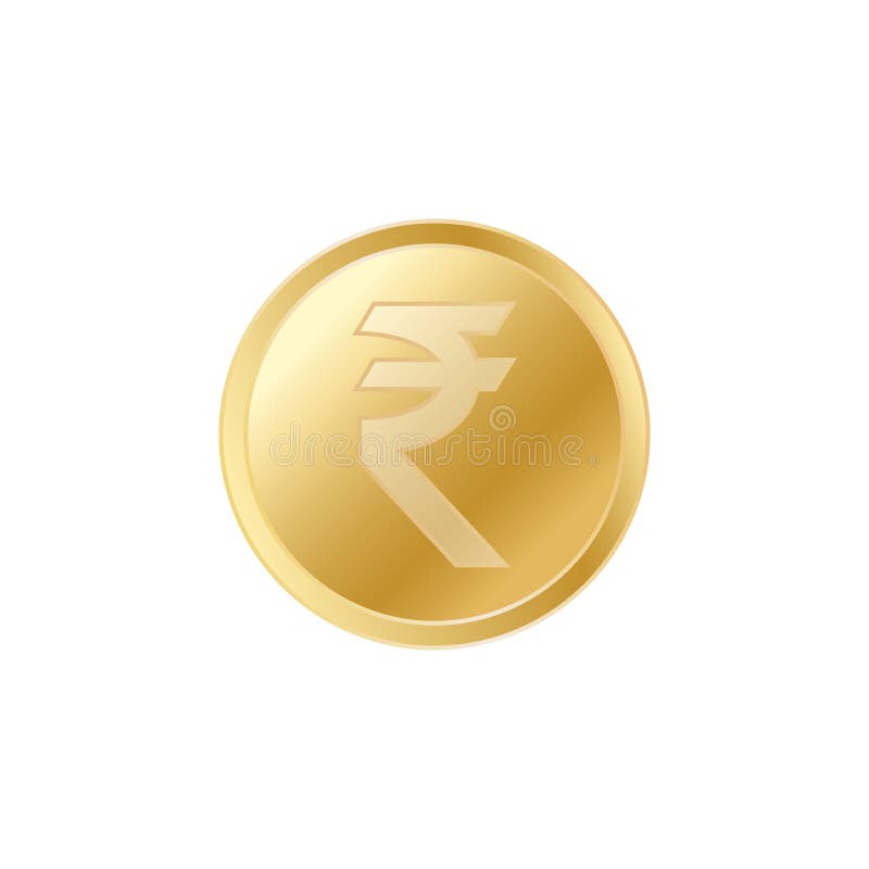 Moneda india de rupia dorada. Moneda de dólar de oro realista y realista. libre illustration