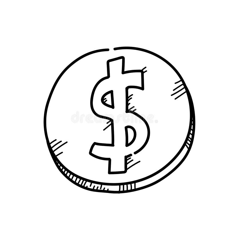 Moneda Del Ejemplo Del Dibujo a Pulso Stock de ilustración - Ilustración de  comercial, icono: 83911118