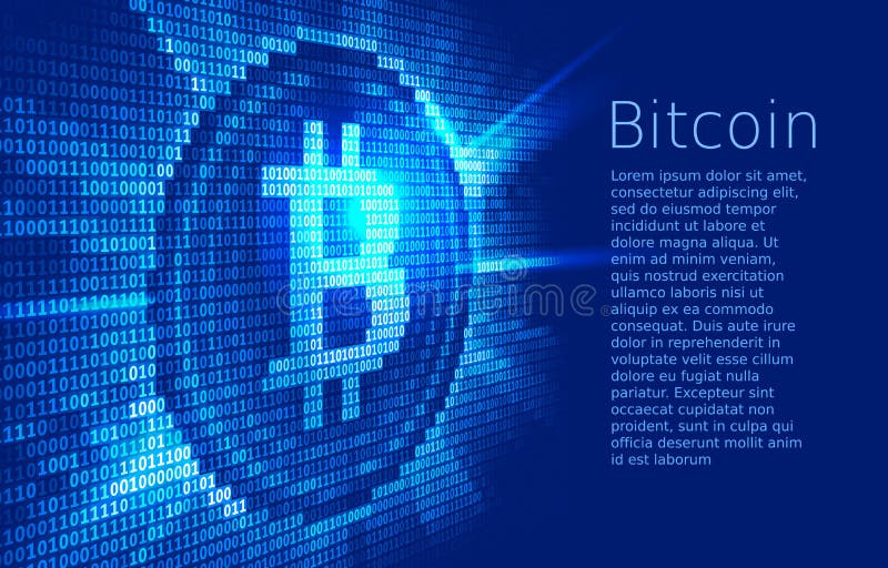 Moneda digitală bitcoin virtuală constă din codul binar vector illustration
