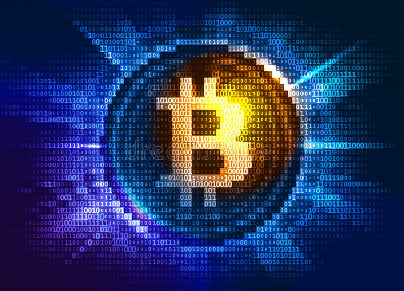 Moneda digitală bitcoin virtuală constă din codul binar royalty free illustration