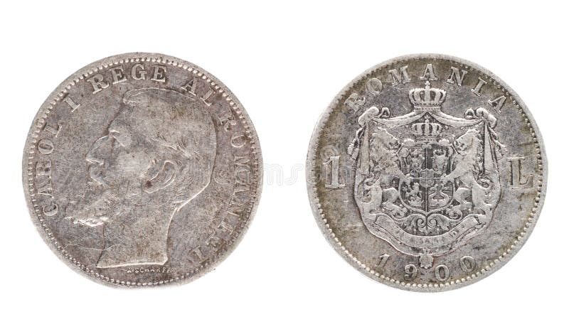 Moneda rumana, el valor nominal de los leus 1 foto de archivo Moneda rumana, el valor nominal de los leus 1 foto de archivo