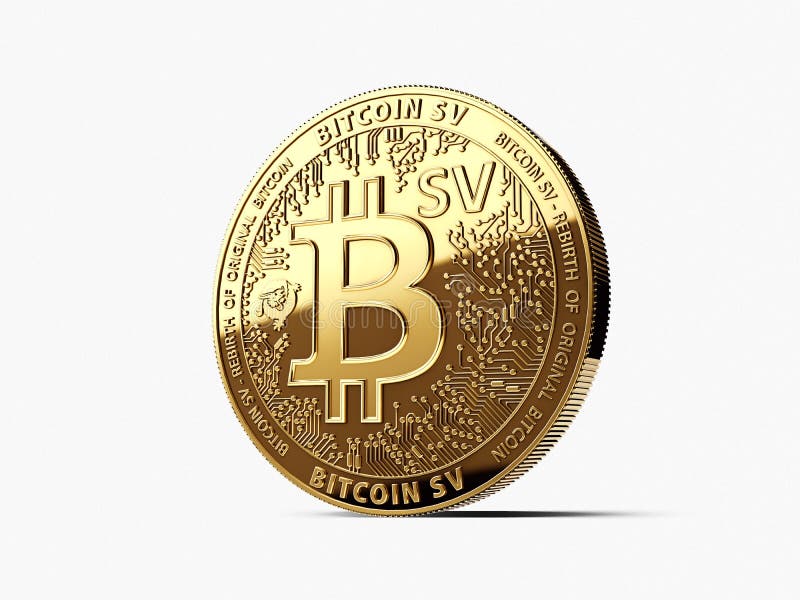 Moneda standard bitcoin satoshi vision bitcoin sv sau bsv cryptocurrency concept, izolat pe fond alb 3d, redare vector illustration