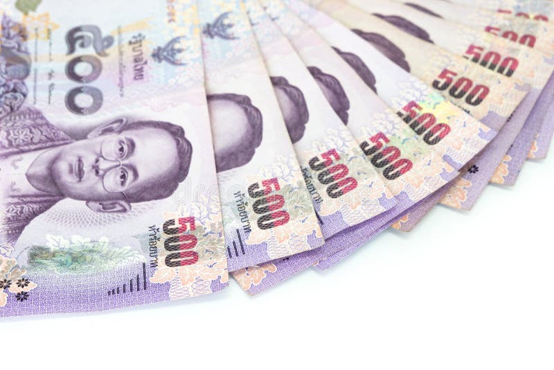 Moneda tailandesa del dinero quinientos billetes de banco del baht aislados en pizca imagen de archivo libre de regalías Moneda tailandesa del dinero quinientos billetes de banco del baht aislados en pizca imagen de archivo libre de regalías