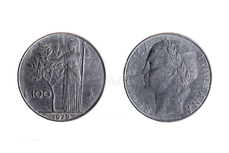Moneda vieja del italiano de 100 liras foto de archivo libre de regalías Moneda vieja del italiano de 100 liras foto de archivo libre de regalías