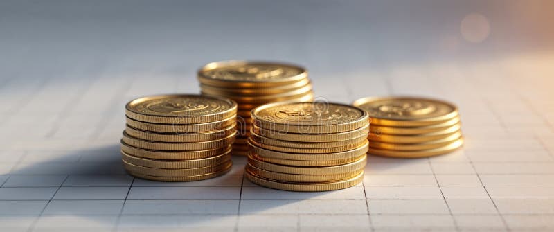 Monedas de oro apiladas sobre fondo gráfico que representan riqueza y crecimiento financiero. foto de archivo libre de regalías