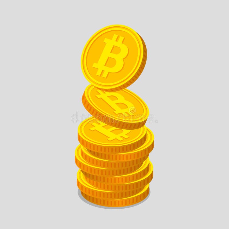 Monedas de oro con símbolos del bitcoin ilustración del vector Monedas de oro con símbolos del bitcoin ilustración del vector