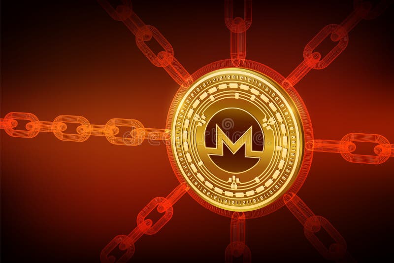Monero Valuta cripto Catena di blocco moneta fisica isometrica di 3D Monero con la catena del wireframe Concetto di Blockchain Cr illustrazione di stock Monero Valuta cripto Catena di blocco moneta fisica isometrica di 3D Monero con la catena del wireframe Concetto di Blockchain Cr illustrazione di stock